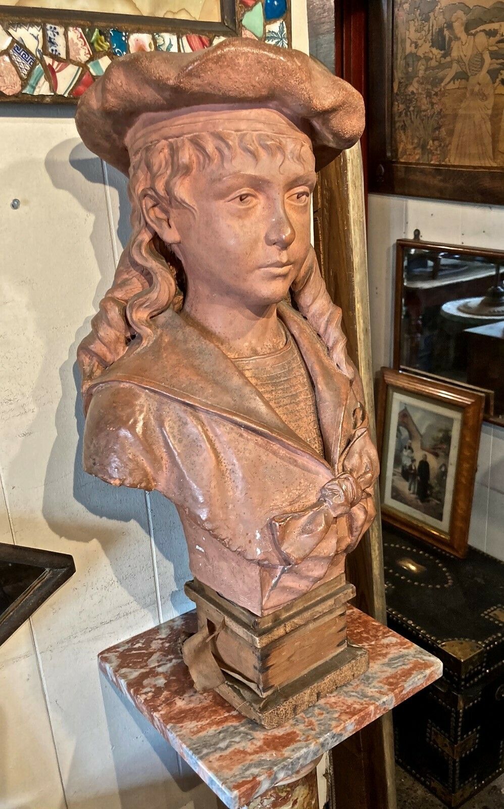 19thc, Signed Terracotta Bust Of 'Matelot' Boy photo buy