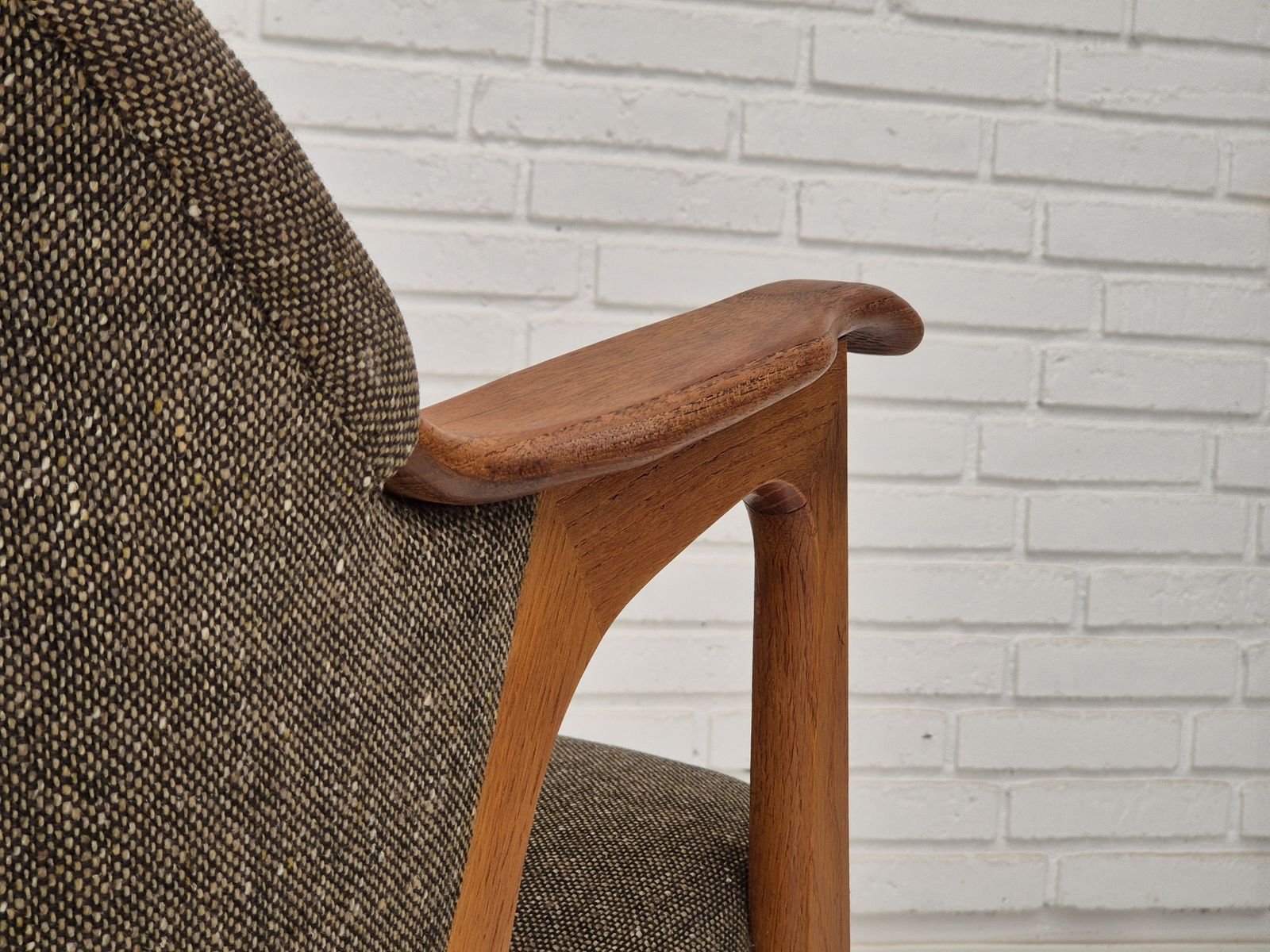 photo for sale 1960s, Danish Armchair, Furniture Wool/Cotton Fabric, Teak Wood.