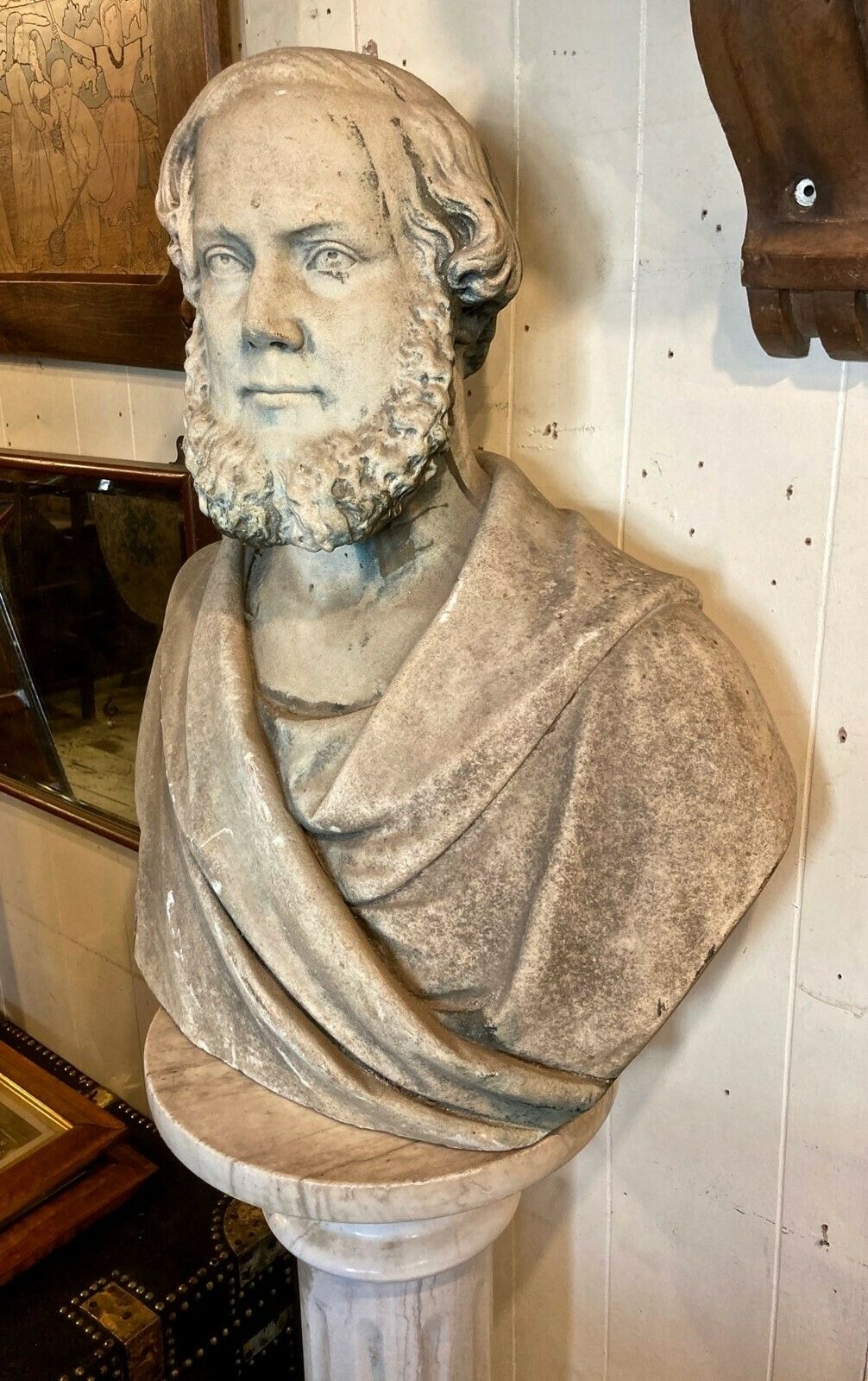 Important Signed 19c.Marble Bust Of Sir George Gilbert Scott By Giovanni Fontana photo for sale