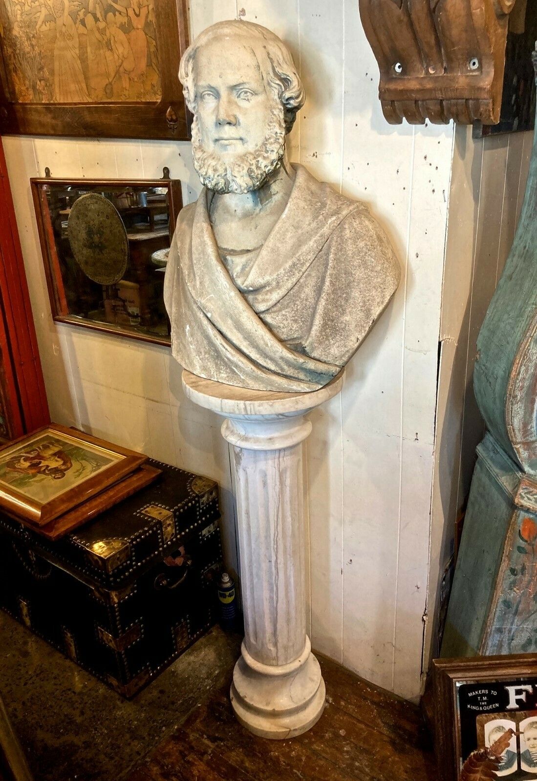 Important Signed 19c.Marble Bust Of Sir George Gilbert Scott By Giovanni Fontana photo Art