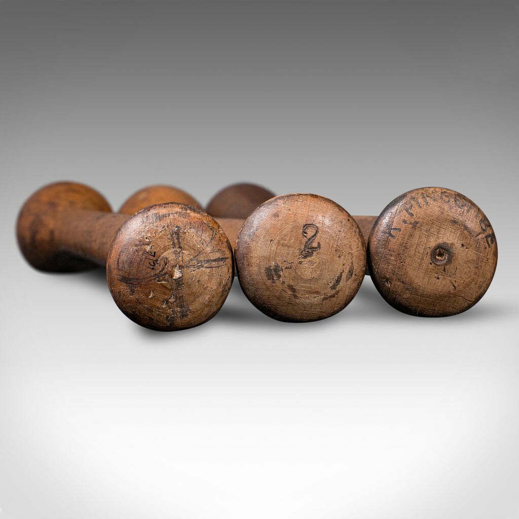 Set Of Antique Circus Juggler's Clubs, English, Beech, Juggling Tool, Circa 1920 photo Home Decor