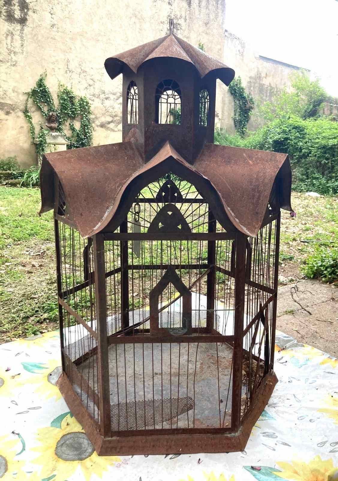 Vintage Metal Pagoda Bird Cage From France