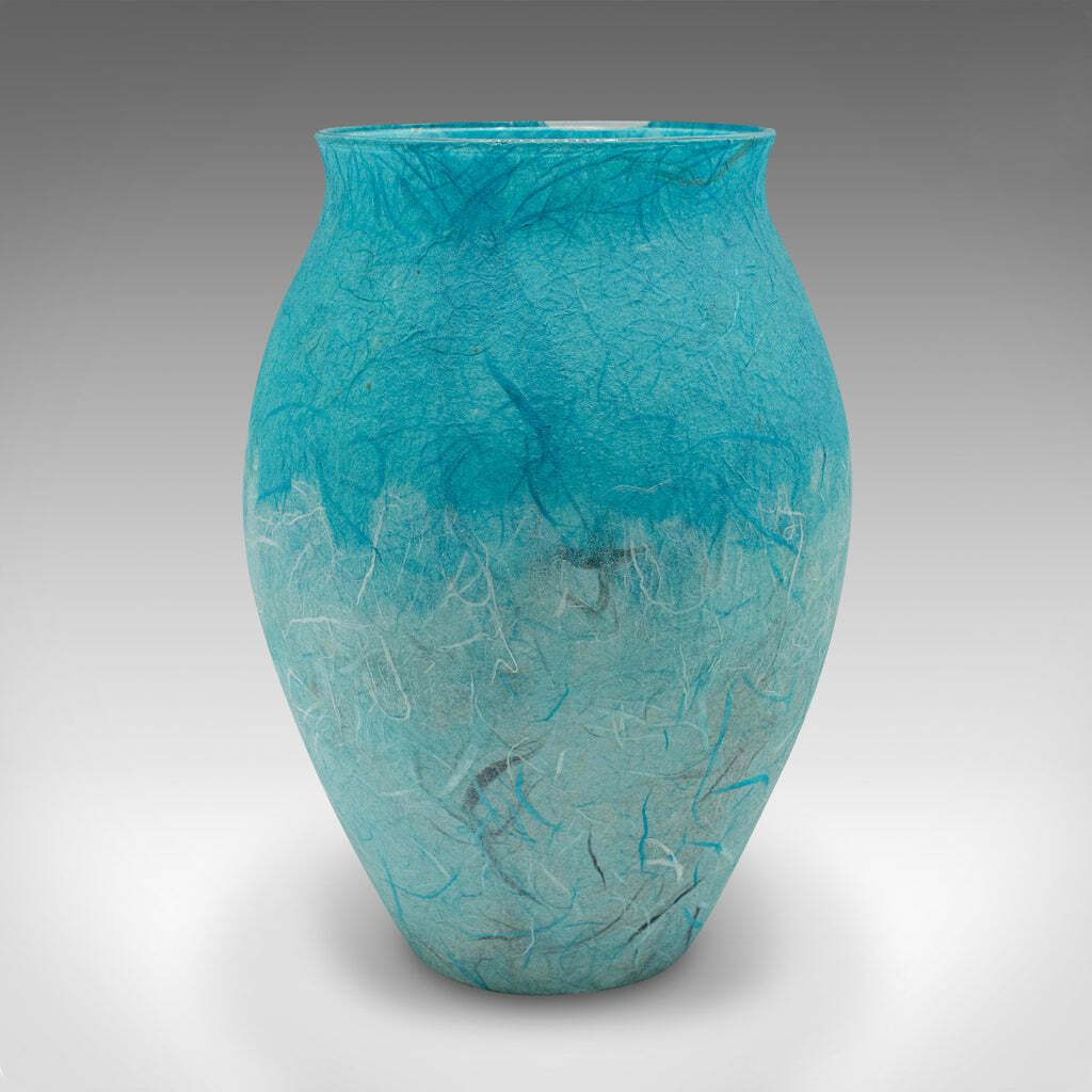 Contemporary Flower Bouquet Vase, English, Art Glass, Straw Silk, Baluster Urn photo furniture