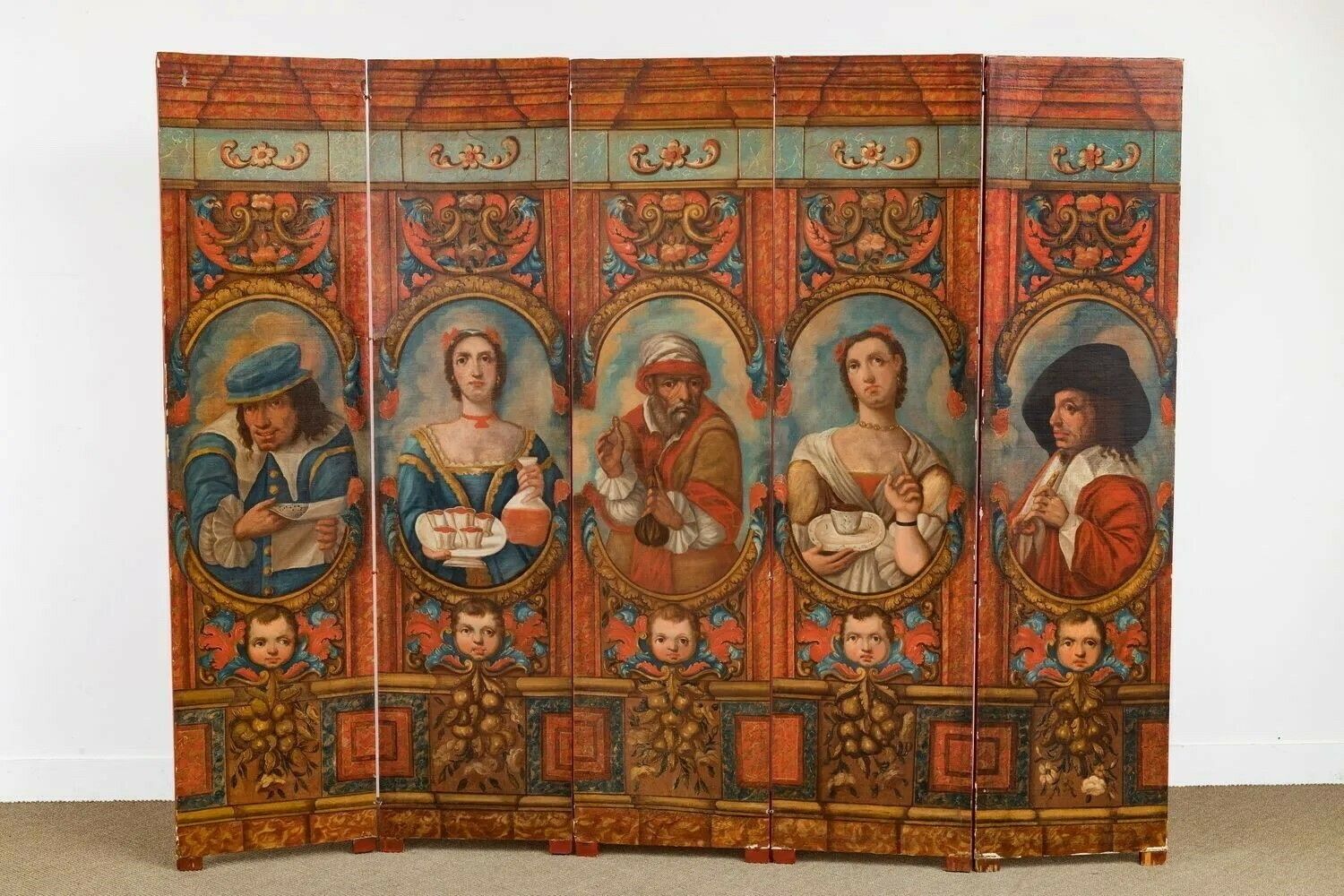 Late 18th/Early 19th C. Painted 'Shakespearean' Screen From Italy