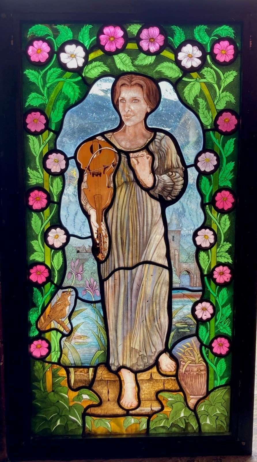 Beautiful Stained Glass Window With Violin Player