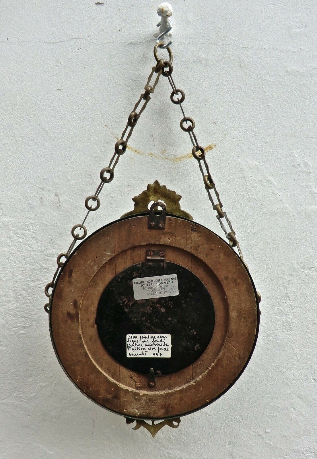 photo furniture 19thc. 'Boulangere' Chain Hanging Wall Clock From France
