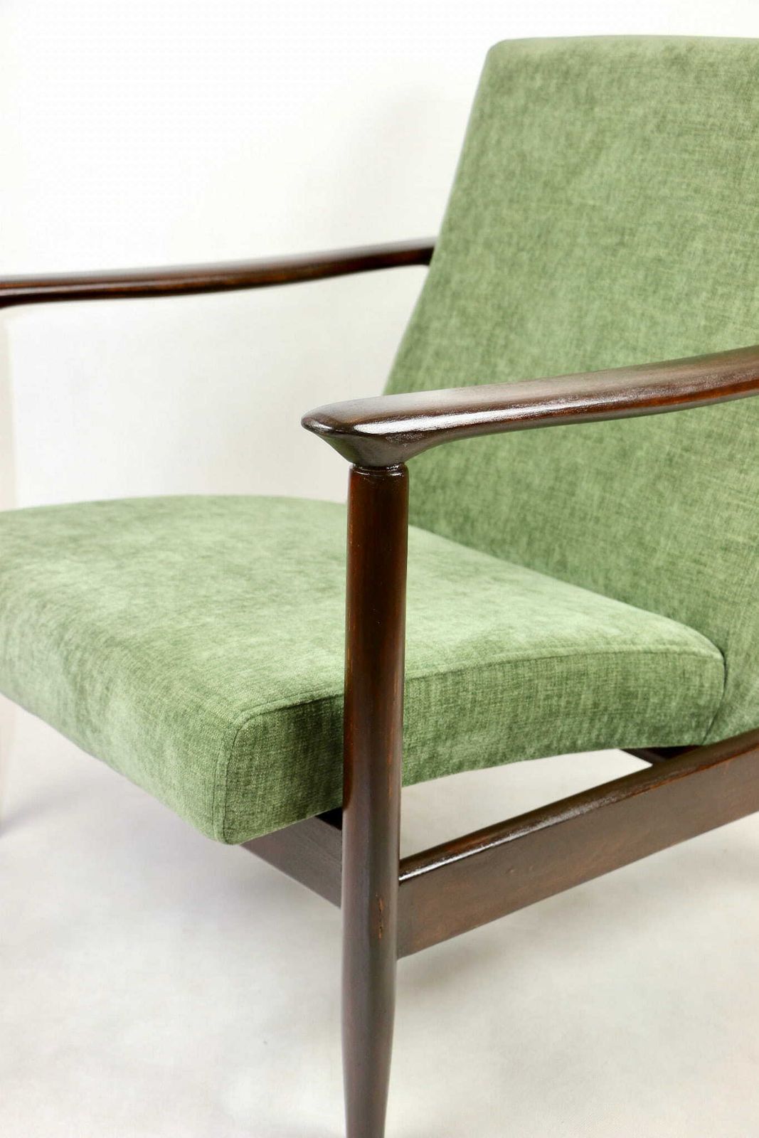 Gfm 142 Armchair Designed By Edmund Homa From The 70s Olive Green   Brown Wood photo for sale
