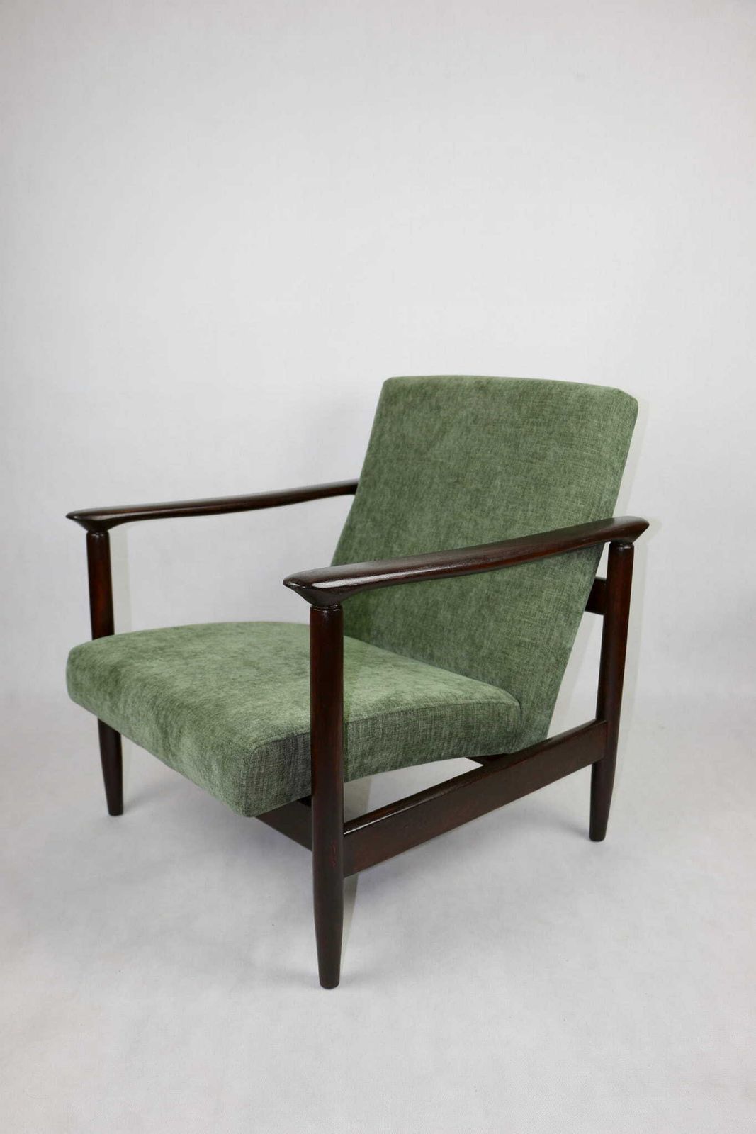 Gfm 142 Armchair Designed By Edmund Homa From The 70s Olive Green   Brown Wood photo 470.0