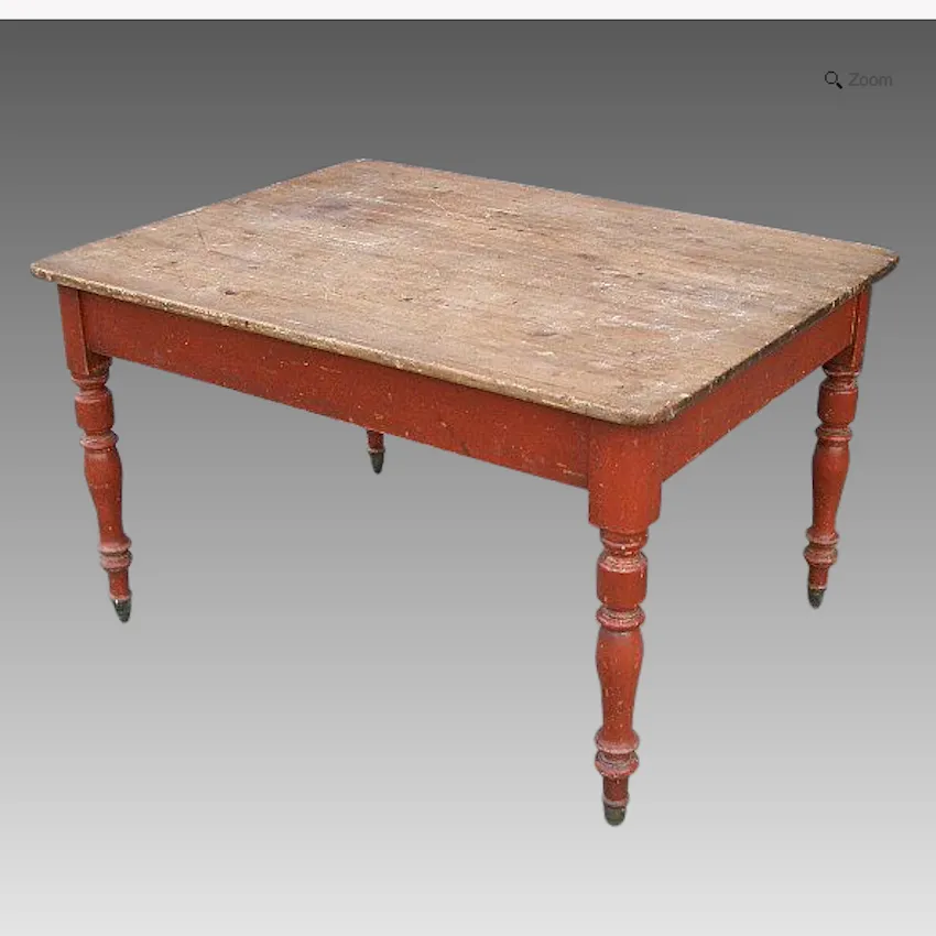 Late Victorian Pine Work Table On Original Castors