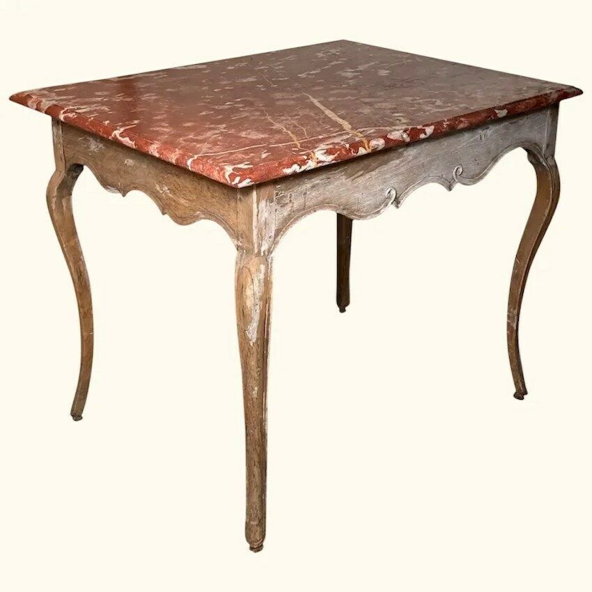 Late 19thc. Red Marble Top Cherrywood Side Table From France photo furniture