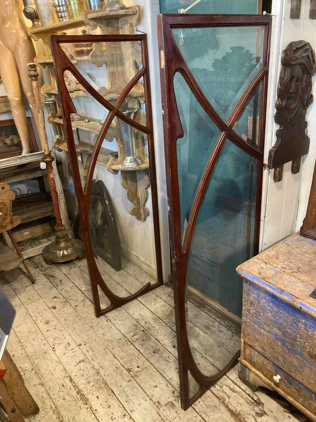 19th C. Art Nouveau Style Pharmacy Cabinet Doors From Scotland