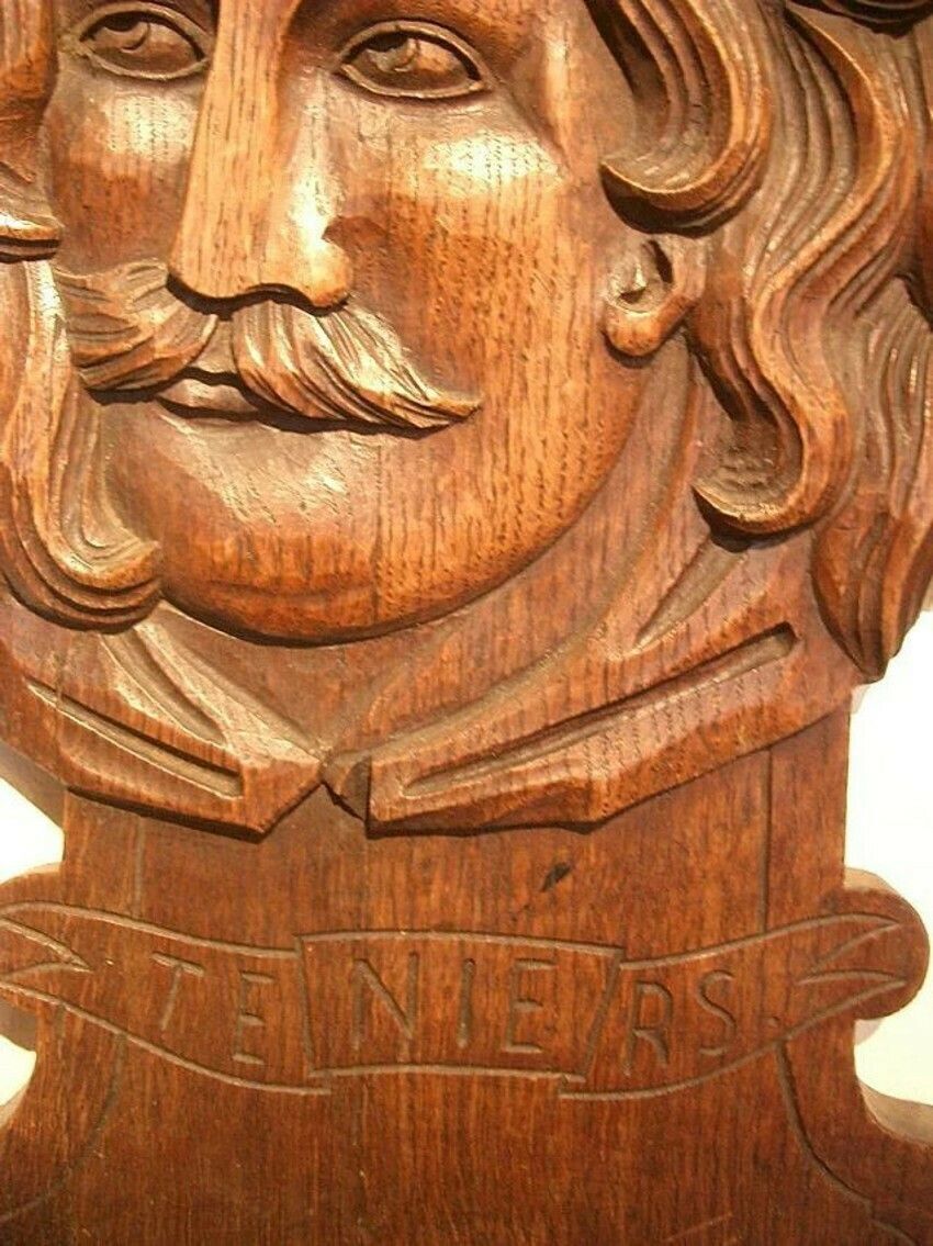 Pair Of 19th C Carved Art Shop Plaques Of Raphael & Teniers photo for sale
