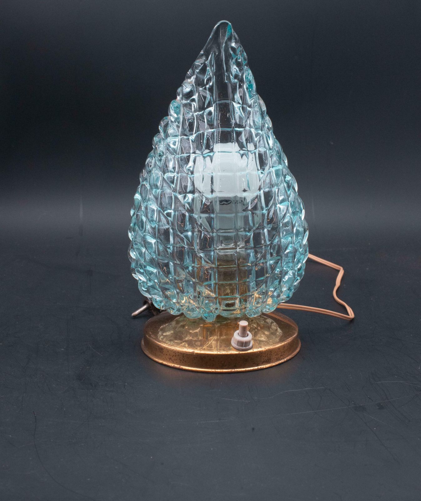Rare Table Lamp In Blu Murano Glass Vase For Barovier & Toso, 1960 photo Lighting