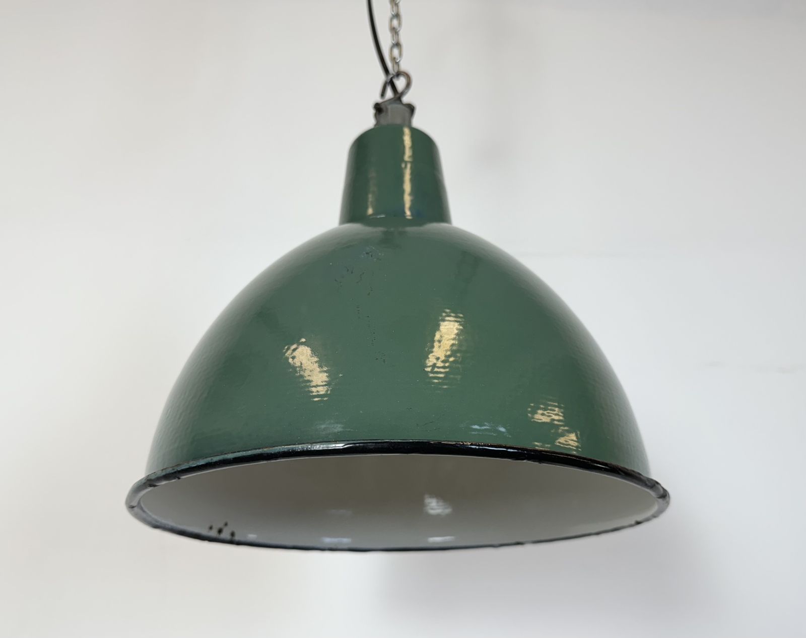 photo buy Industrial Green Enamel Factory Pendant Lamp, 1960s, 4x