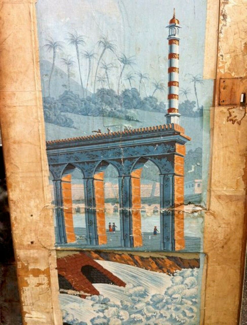 19thc. 'Papier Peint' Door With Aqueduct Scene photo furniture
