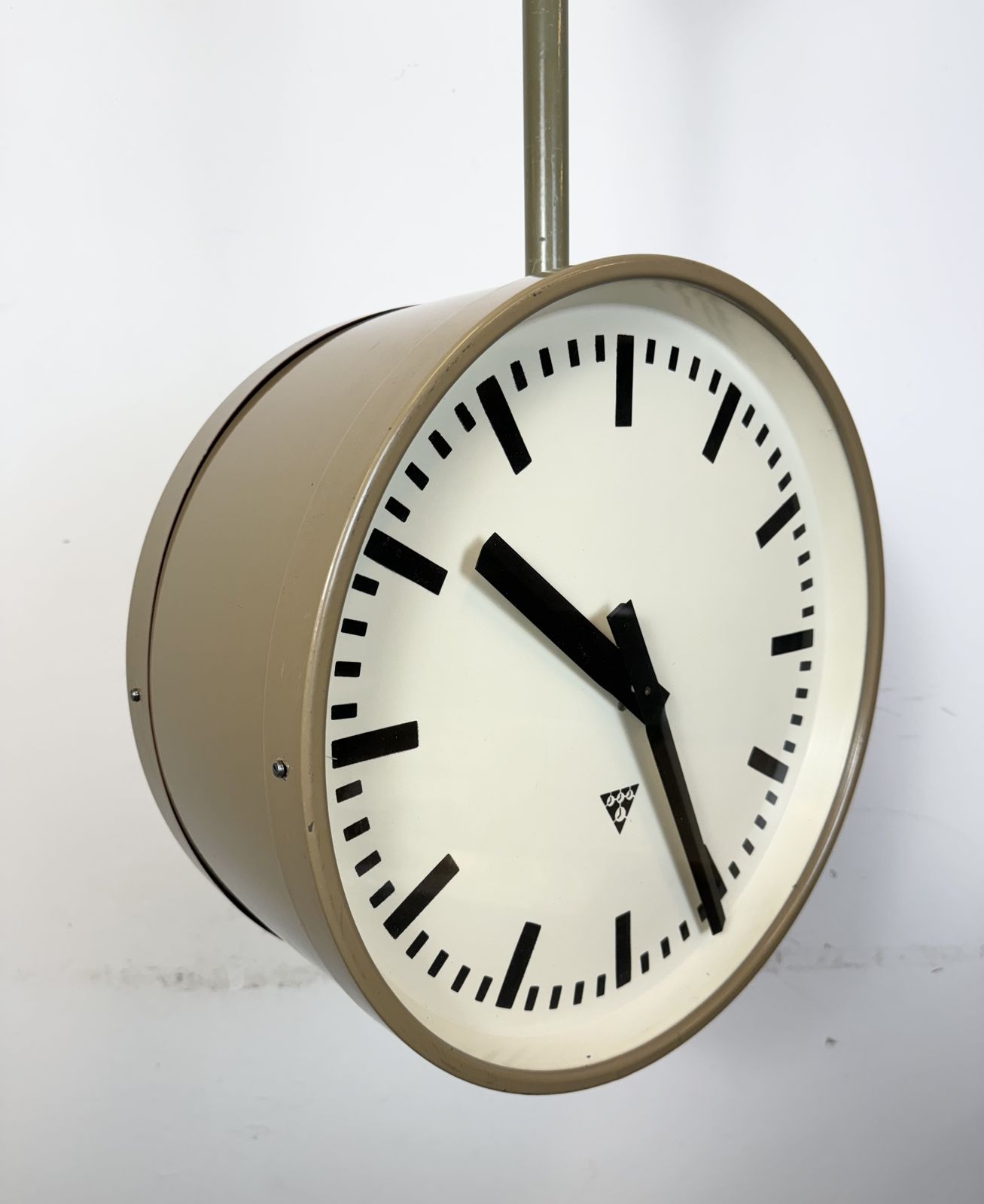699.0 Large Industrial Double Sided Railway Or Factory Clock From Pragotron, 1960s photo