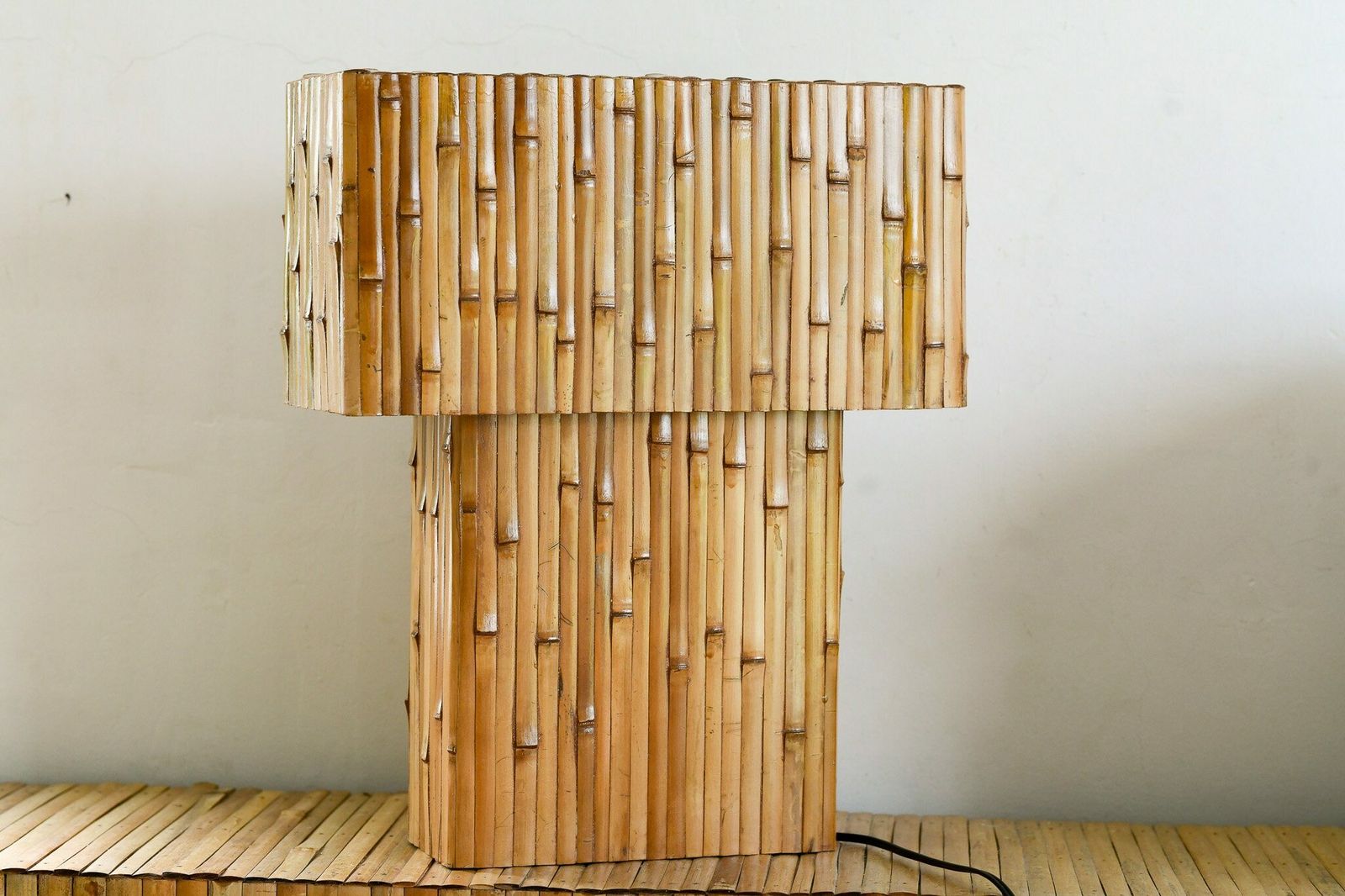 Bamboo Cascade Table Lamp Mid Century Modern Style photo furniture