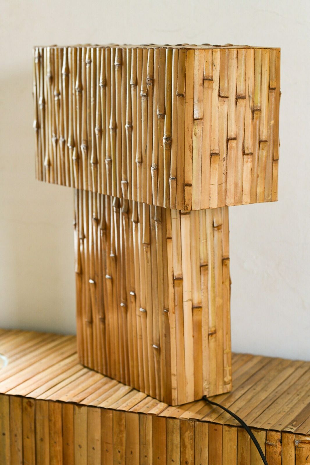 Bamboo Cascade Table Lamp Mid Century Modern Style photo for sale