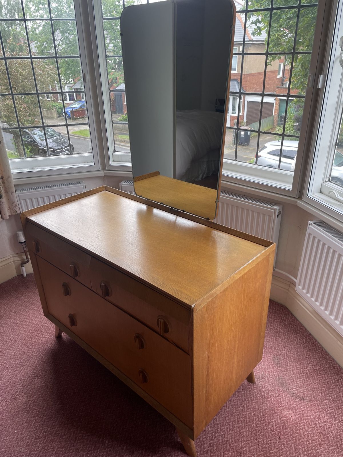 photo for sale Mid Century White And Newton Oak Chest Of Drawers/Dressing Table