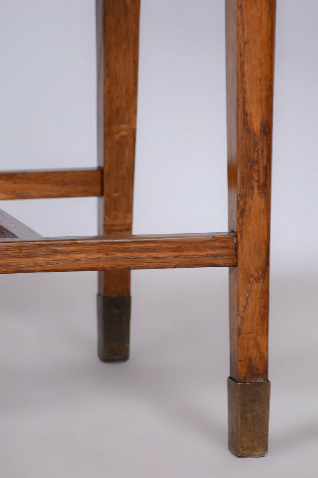 Restored Art Deco Stool, New Upholstery, Revived Polish, Oak, Czech, 1930s photo buy