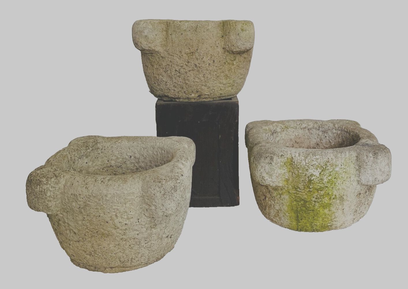 Set Of Three 18th Century Stone Eared Mortars