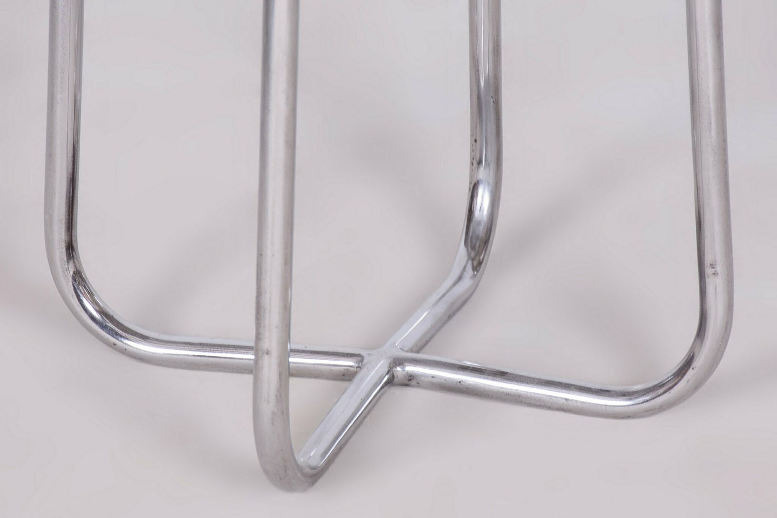 Restored Bauhaus Stool, By Robert Slezák, Chrome, Rattan, Czech, 1930s photo 650.0