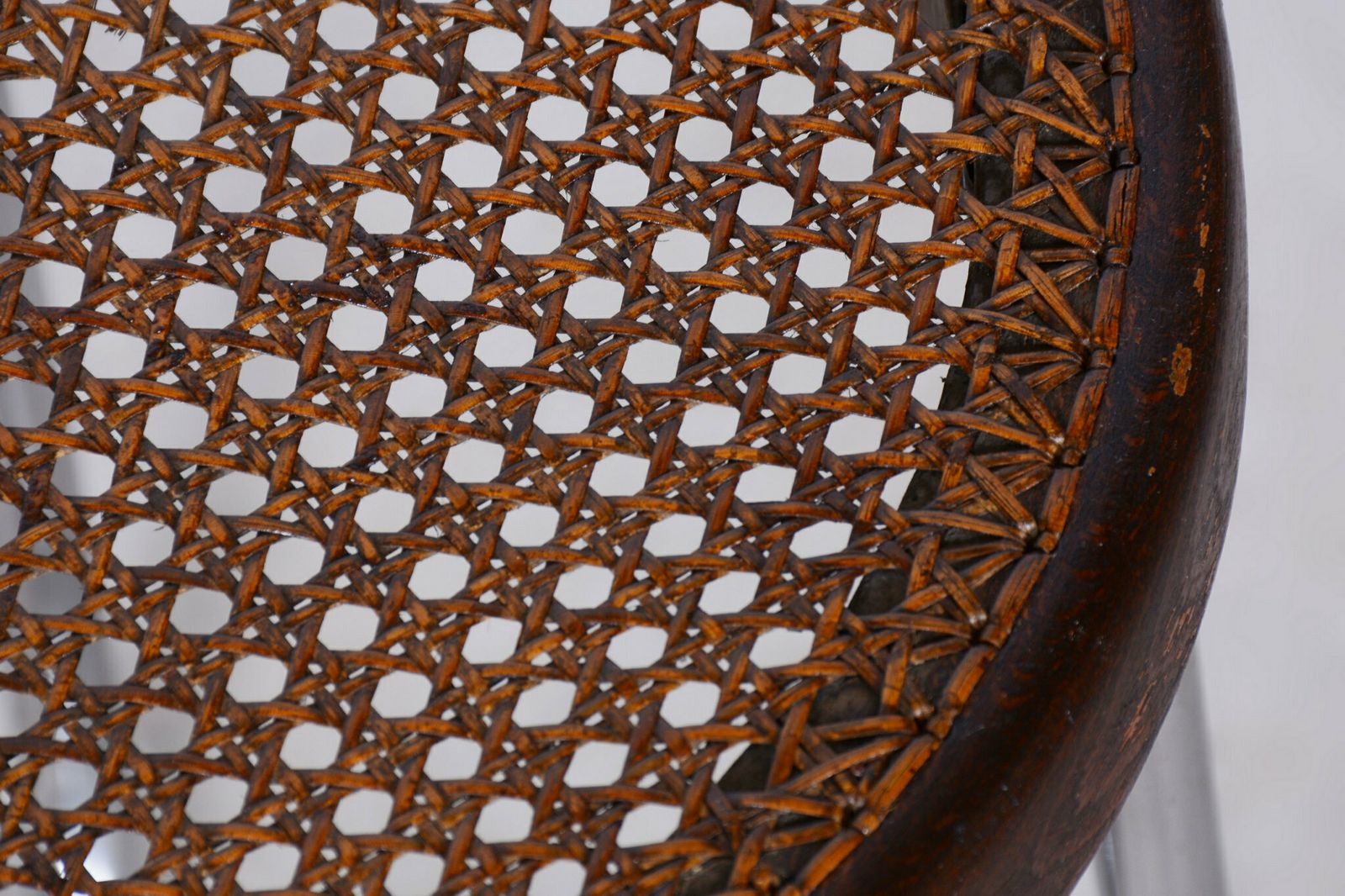 Restored Bauhaus Stool, By Robert Slezák, Chrome, Rattan, Czech, 1930s photo vinterior