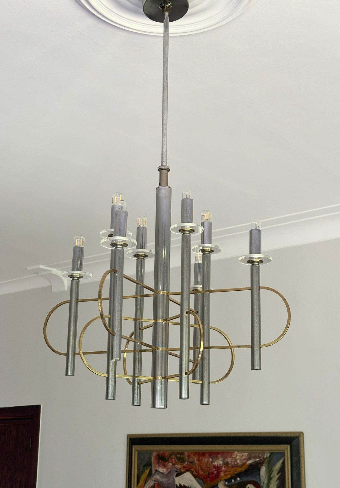 Brass And Chrome Sputnik Chandelier By Gaetano Sciolari, Italy, 1960s photo furniture