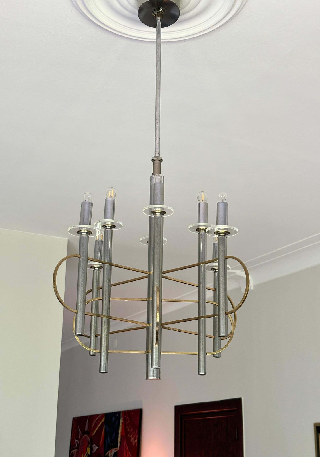 Brass And Chrome Sputnik Chandelier By Gaetano Sciolari, Italy, 1960s photo vinterior