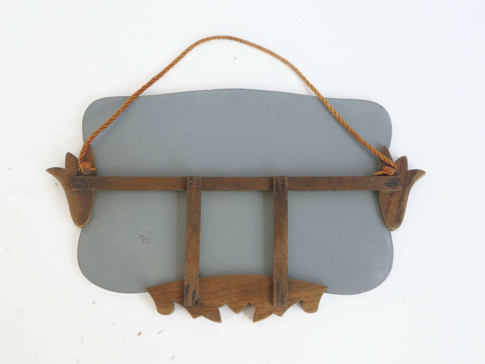 Beautiful Art Nouveau Unframed Wall Mirror With Wooden Ornaments, Jugendstil Beveled Glass, Antique Wall Hanging photo vintage