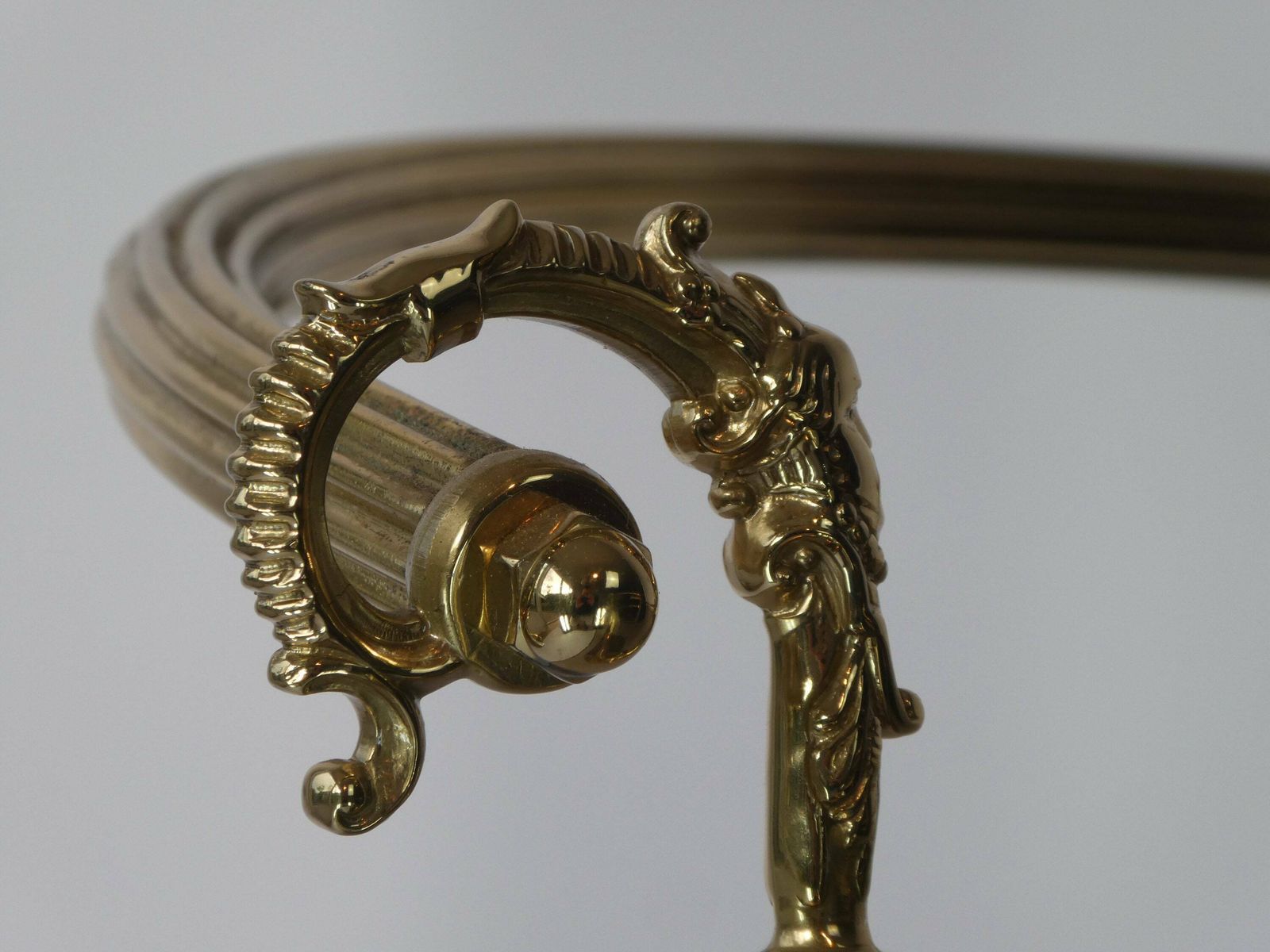 Vintage Unique Neoclassical Oval Brass Bar Cart, 1960's Ornate Trolley With Smoked Glass, Hollywood Regency Cocktail Cart, Tea Cart photo vinterior