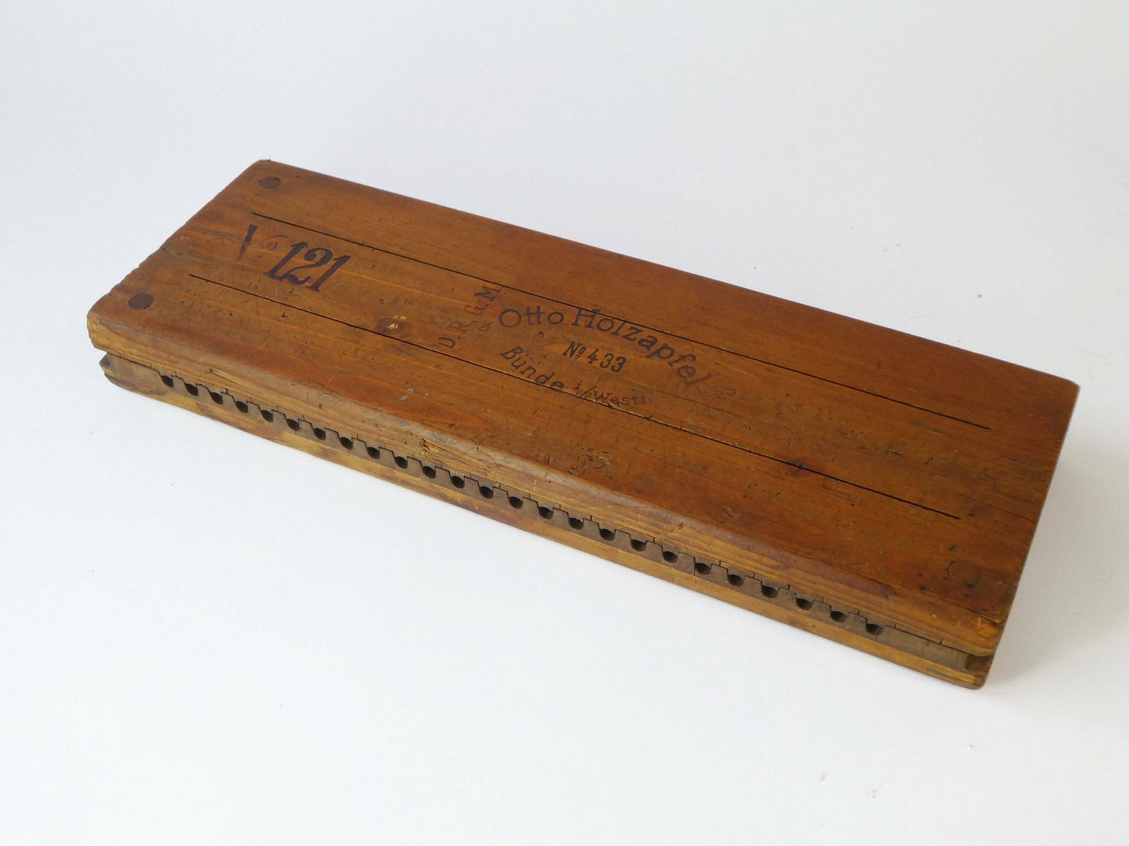 Antique German Double Wooden Cigar Press, Branded Cigar Box, Original Otto Holzapfel N121 Tobacciana Mold photo furniture
