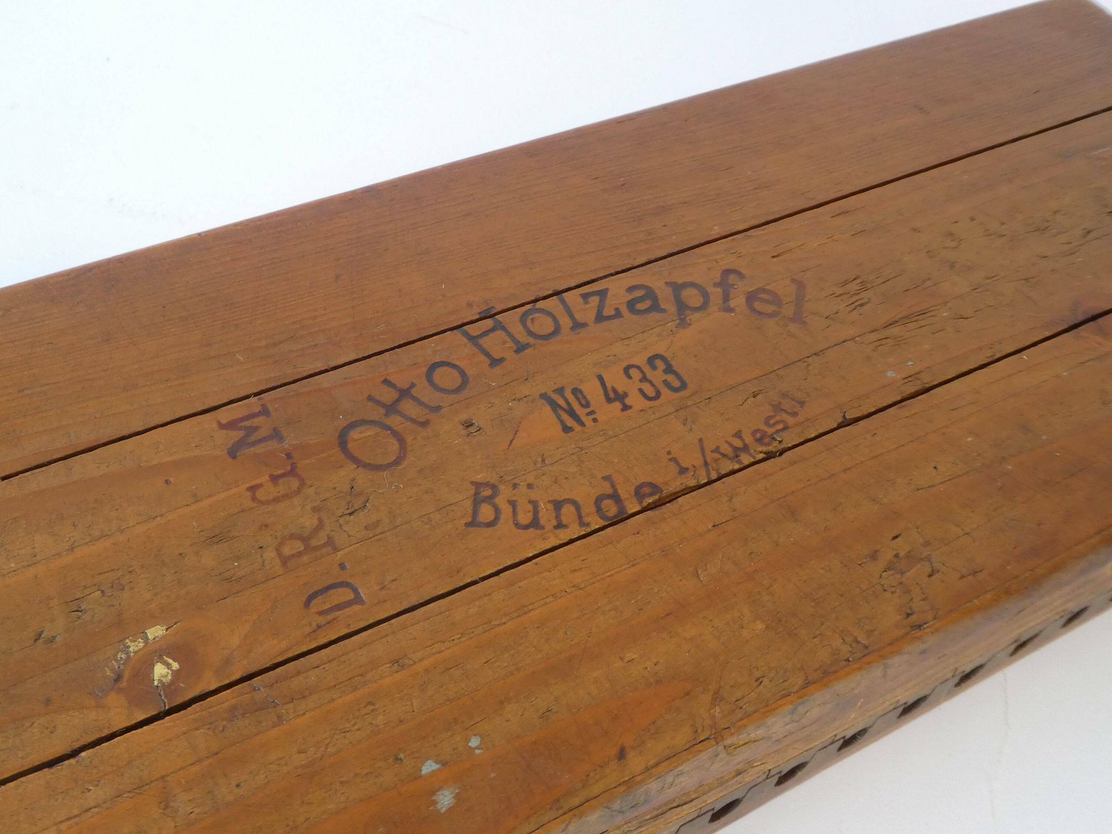 Antique German Double Wooden Cigar Press, Branded Cigar Box, Original Otto Holzapfel N121 Tobacciana Mold photo for sale