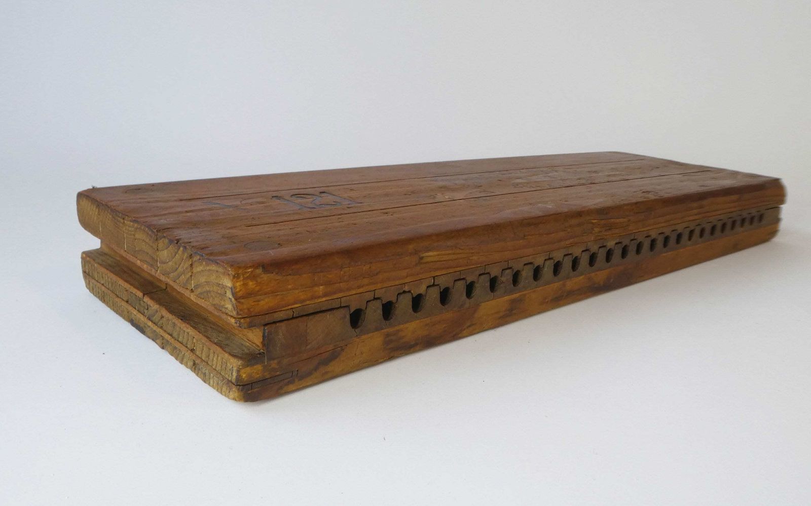 Antique German Double Wooden Cigar Press, Branded Cigar Box, Original Otto Holzapfel N121 Tobacciana Mold photo vintage