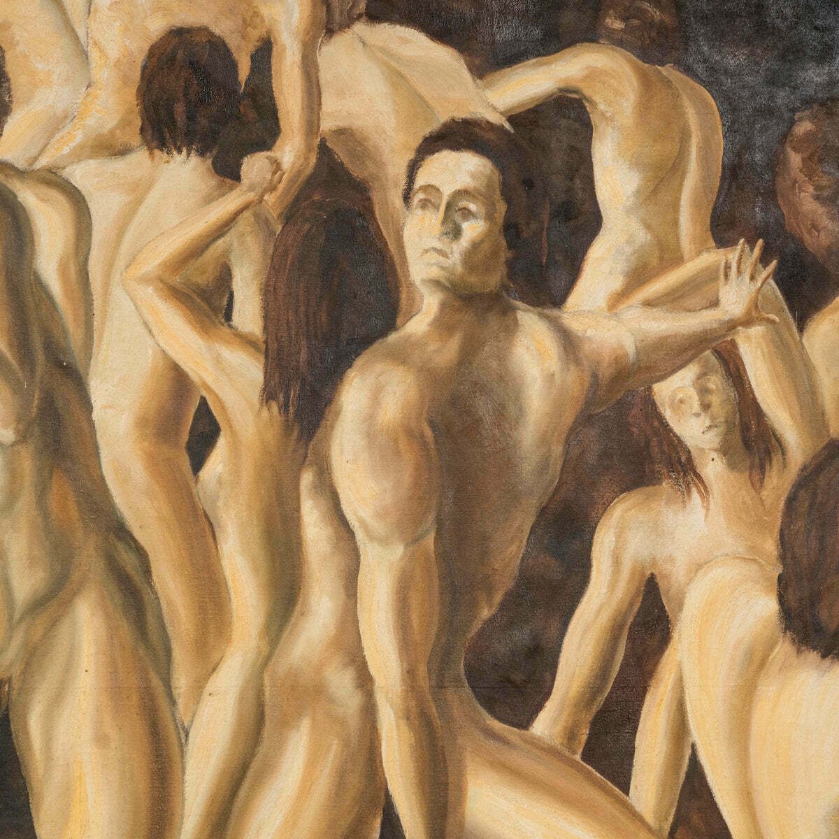 Groot Vintage Olieverfschilderij "Purgatory" Uit De Jaren 1970 photo vintage
