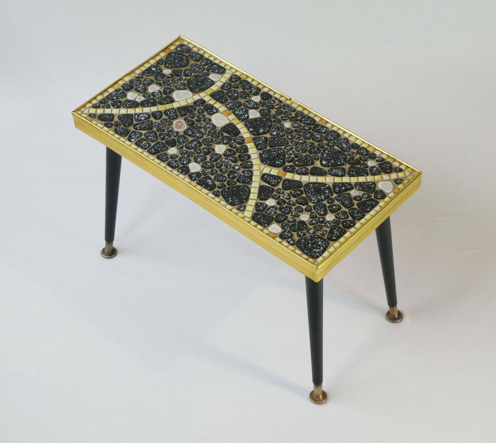 Vintage Mosaic Rectangular Side Table, Mid Century Colourful Plant Stand, Wooden 60's Flower Stand, Coffee Table photo buy