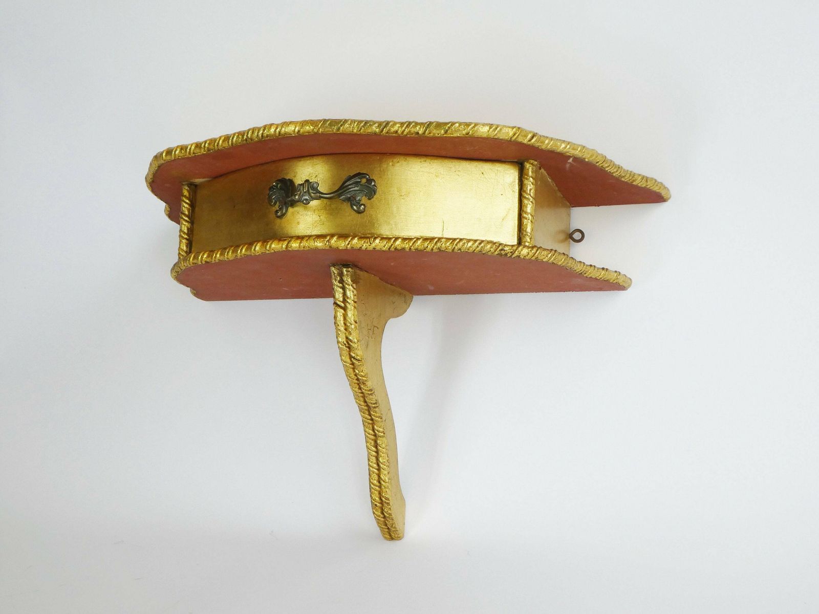 Small Vintage Florentine Carved Wooden Italian Wall Shelf, Beautiful Gold Wall Console, Italian Wall Hanging Etagiere