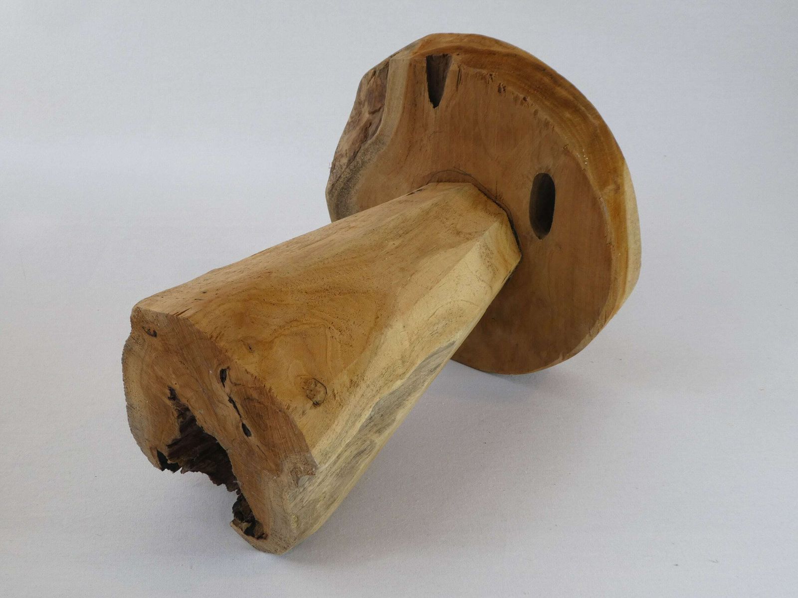 Vintage Rustic Trunk French Stool, Primitive Heavy Natural Wooden Plant Stand, Small Furniture Milking Stool photo for sale