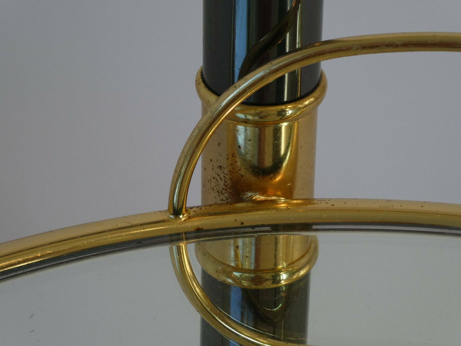 Stunning Italian Bar Cart With Three Tiers And Brass Birds, 70's Unique Trolley With A Mirror Tray And Plexiglass Handle photo vintage
