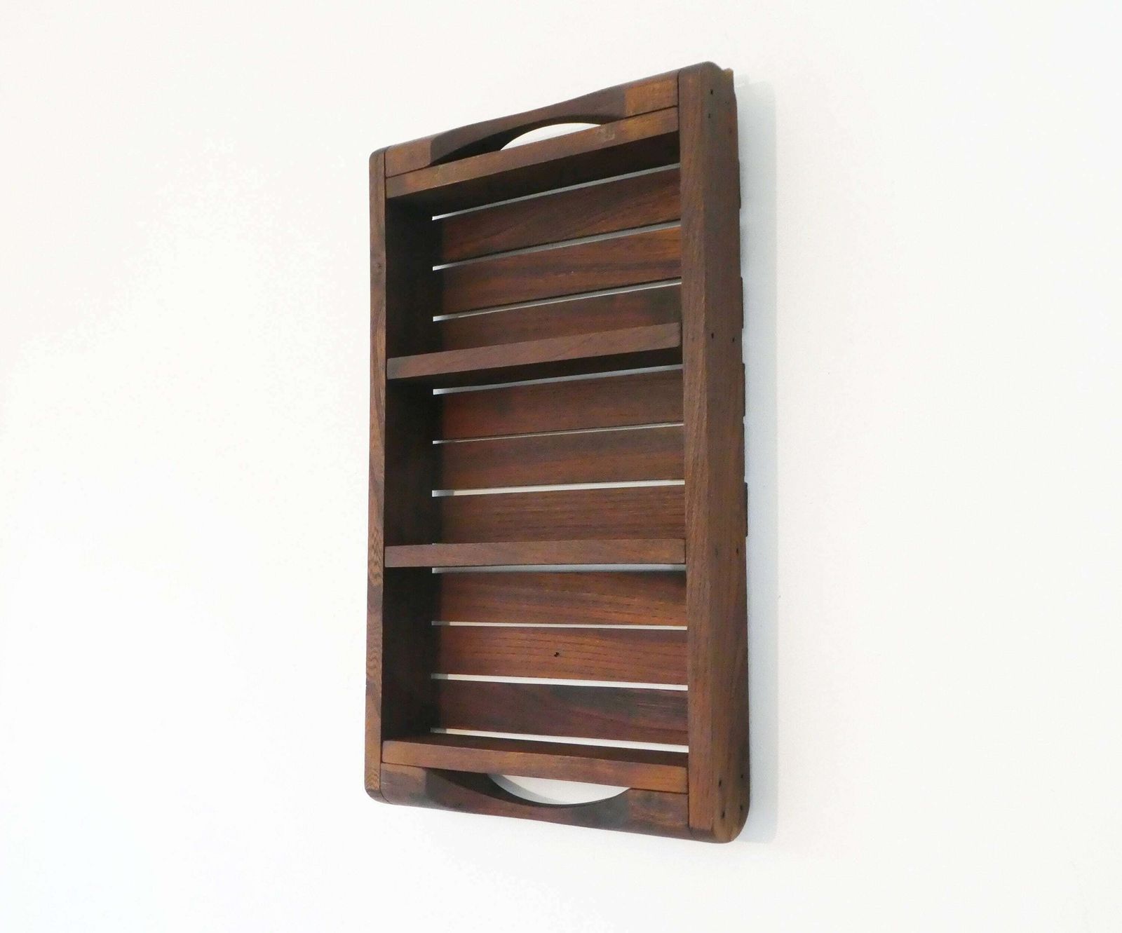 Antique Wooden Dutch Wall Shelf, Old Industrial Wall Tray, Brick Mold, Farmhouse Decor photo vintage
