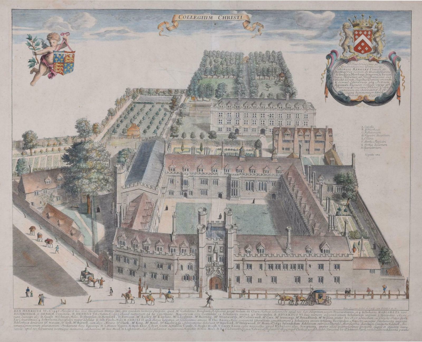 David Loggan Christ's College, Cambridge 1690 Engraving By David Loggan 1690