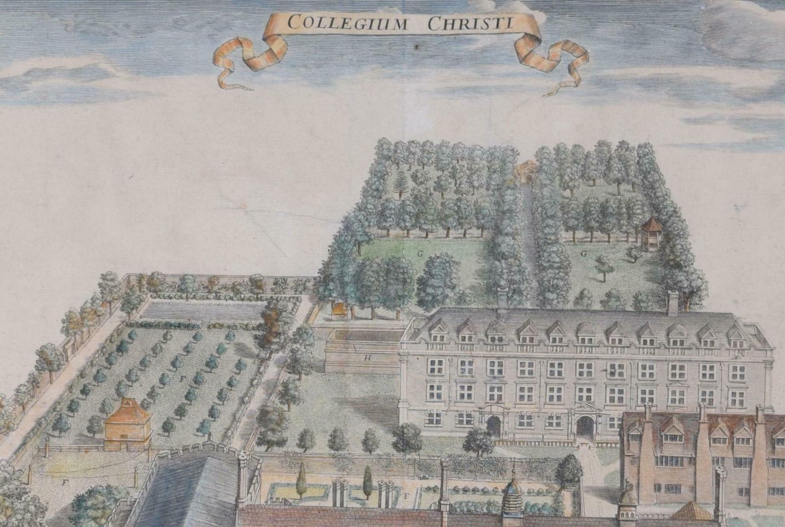 David Loggan Christ's College, Cambridge 1690 Engraving By David Loggan 1690 photo for sale