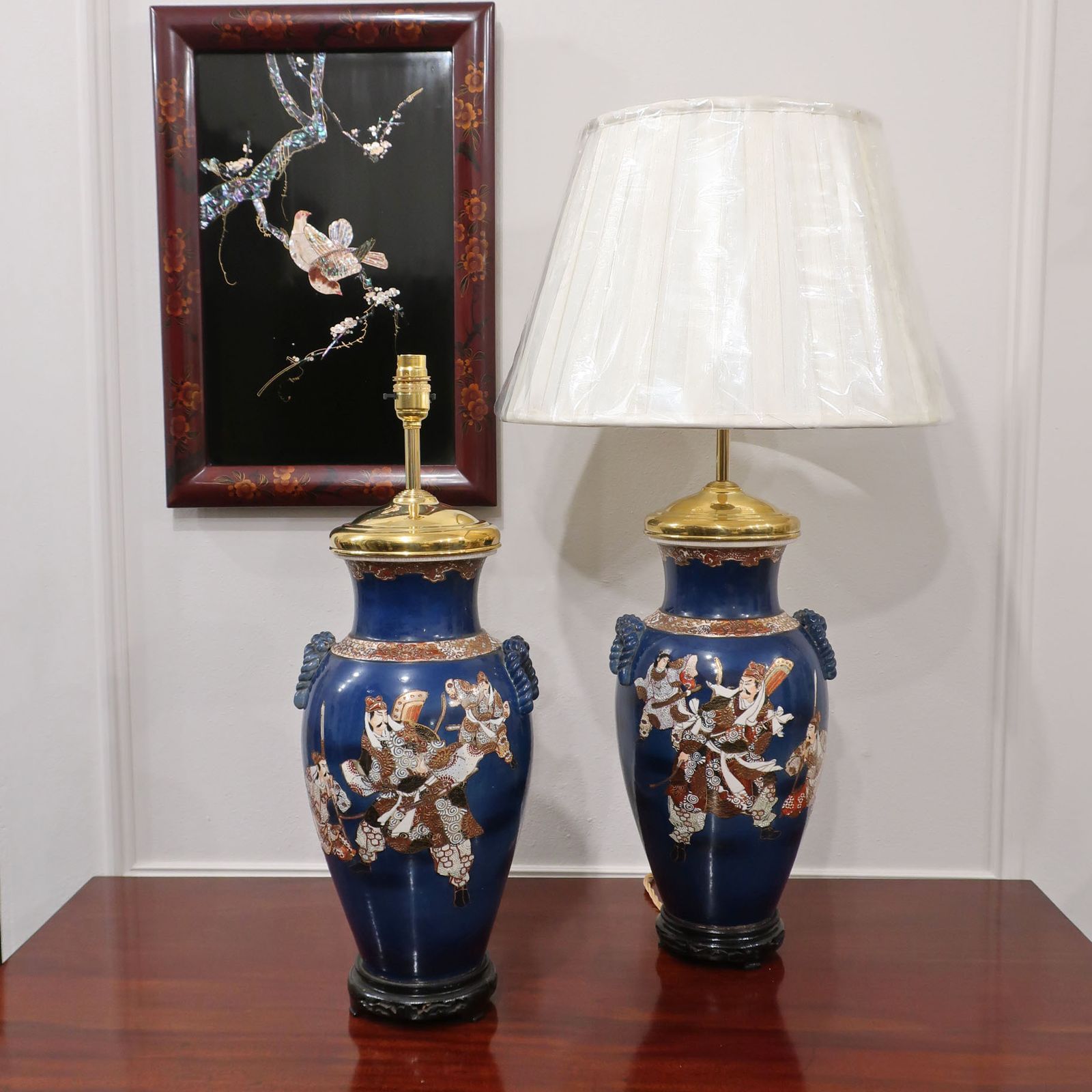 Pair Of Japanese Meiji Period Satsuma Porcelain Lamps