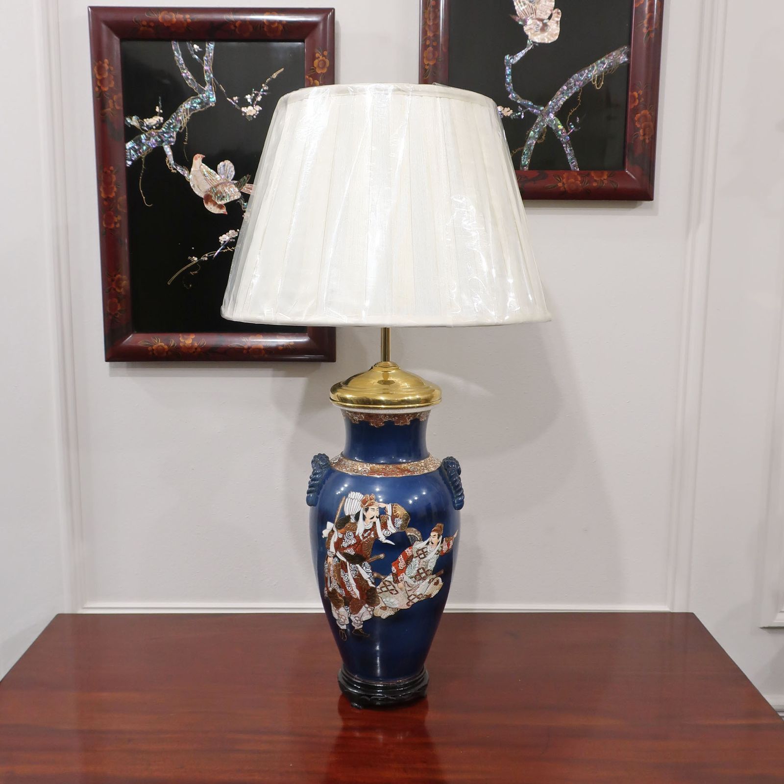Pair Of Japanese Meiji Period Satsuma Porcelain Lamps photo Lighting