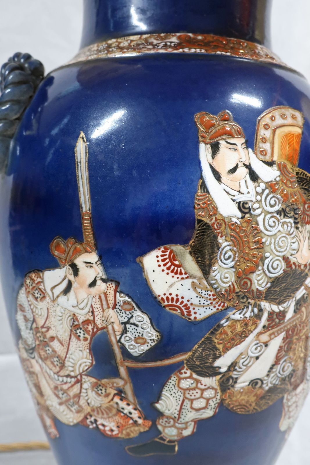 Pair Of Japanese Meiji Period Satsuma Porcelain Lamps photo buy