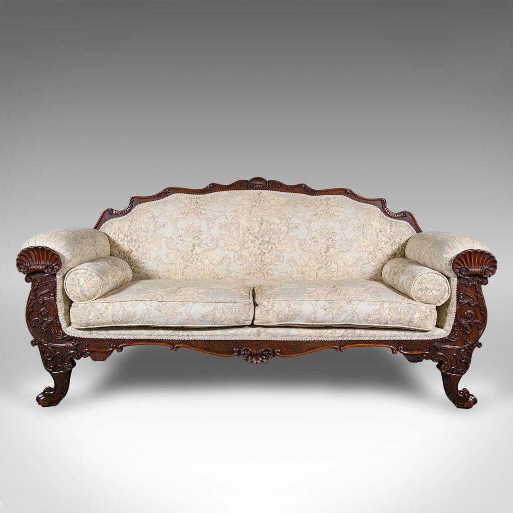 Antique Drawing Room Sofa, English, Large 2 Seat Settee, Show Frame, William IV photo furniture