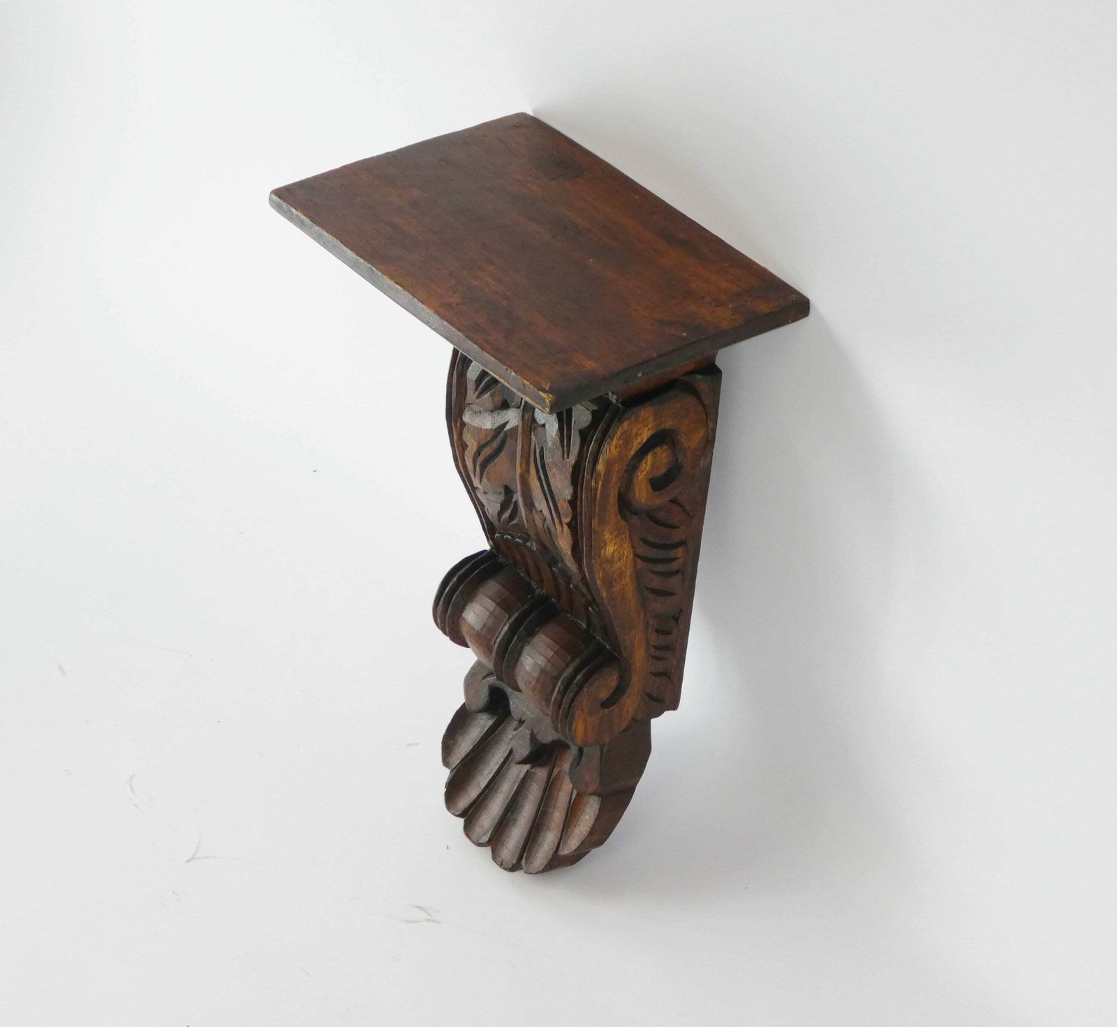 Wood Carved Antique Wall Shelf, Floral Console With Ornaments, Hand Made Wall Decor photo furniture