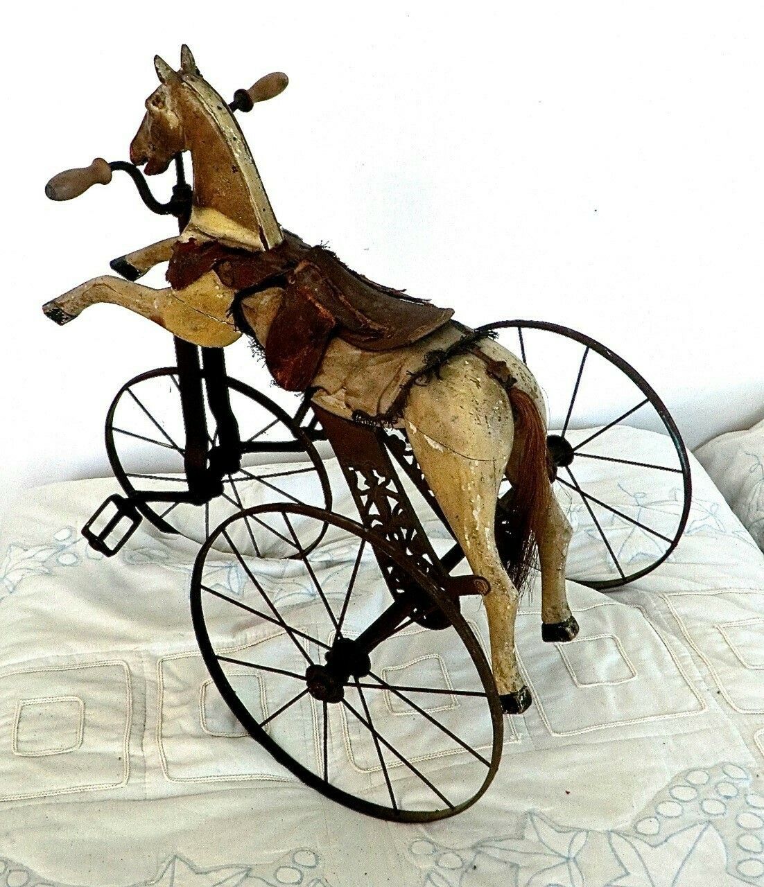 19th C. Child's Pedal Horse Tricycle From France photo vinterior