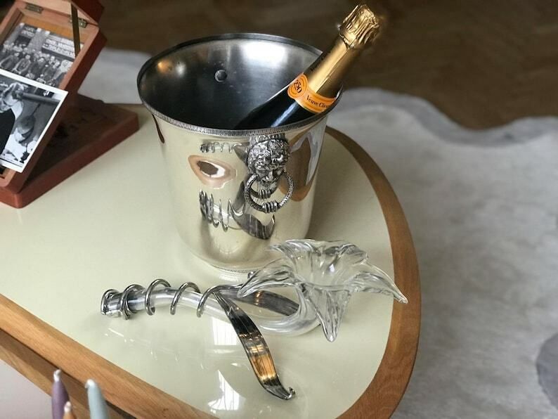 Murano Vaas Mid Century Italiaans Helder Murano Glas En Metaal Vaas 1970s photo Woonaccessoires