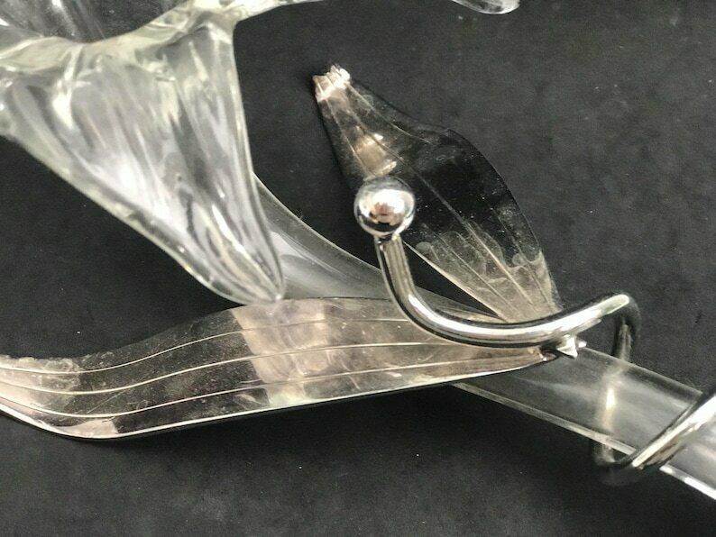 photo furniture Murano Vase Mid Century Italian Clear Murano Glass And Metal Vase 1970s